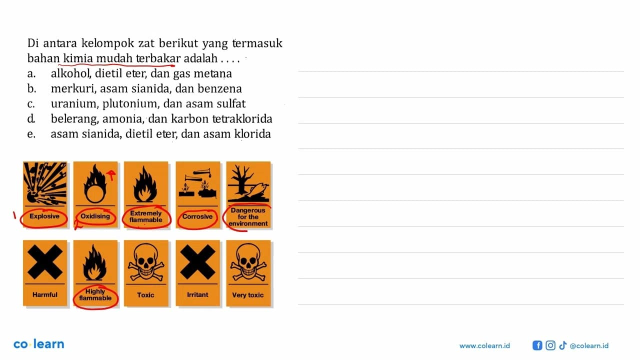 Di antara kelompok zat berikut yang termasuk bahan kimia