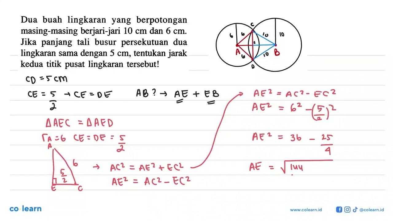 Dua buah lingkaran yang berpotongan masing-masing