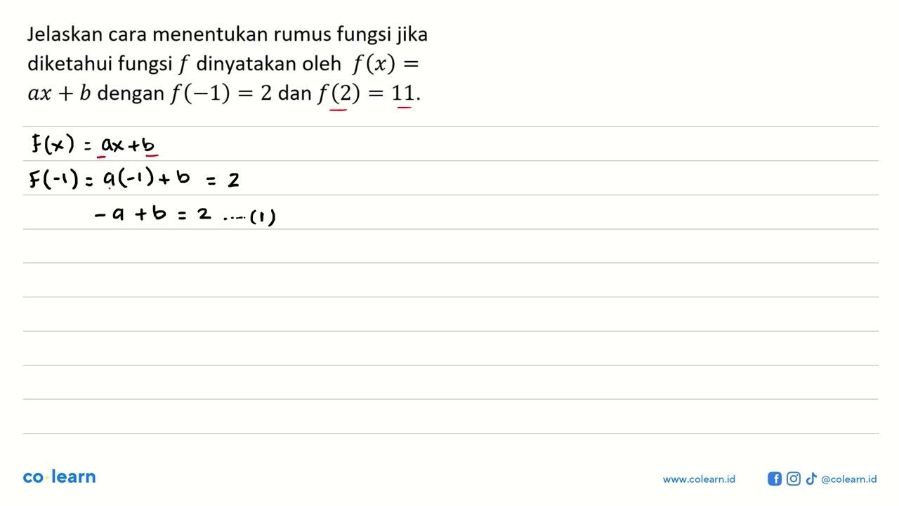 Jelaskan cara menentukan rumus fungsi jika diketahui fungsi