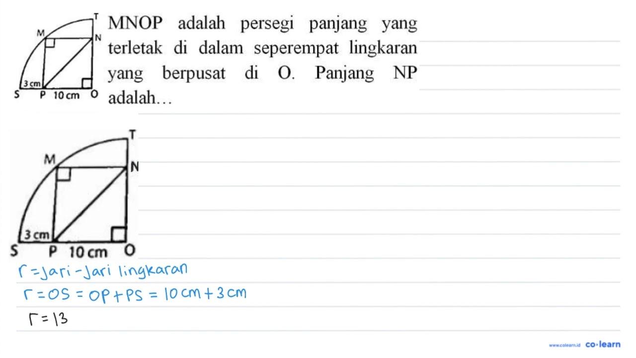 MNOP adalah persegi panjang yang terletak di dalam