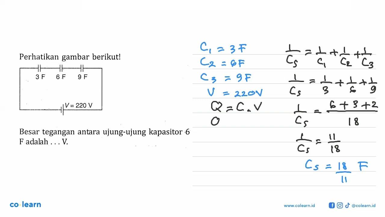 Perhatikan gambar berikut! 3F 6F 9F V=220 V Besar tegangan