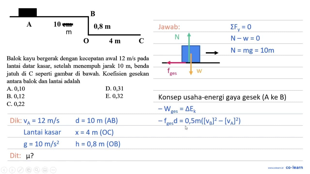 A B O C 10 cm 0,8 cm 4 m Balok kayu bergerak dengan