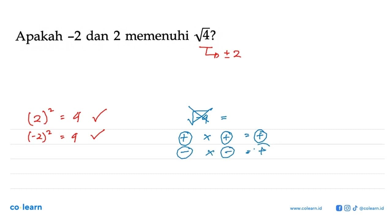 Apakah -2 dan 2 memenuhi akar(4)?