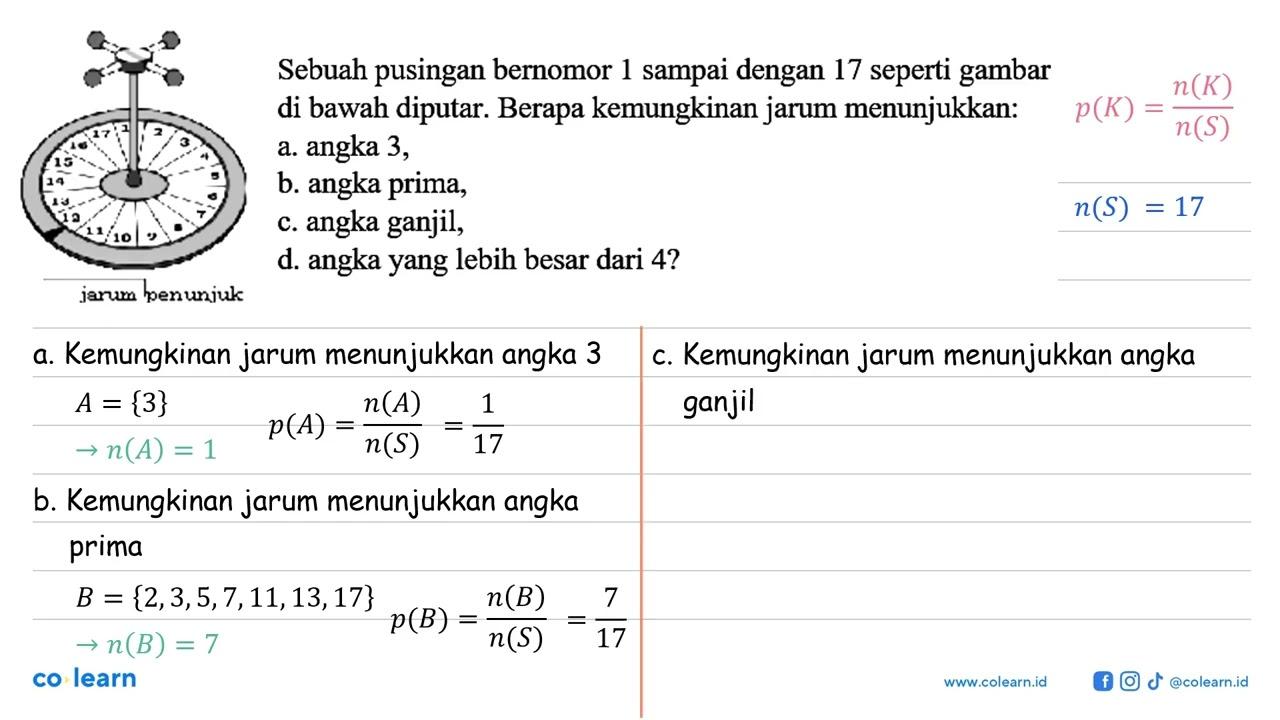 Sebuah pusingan bernomor 1 sampai dengan 17 seperti gambar