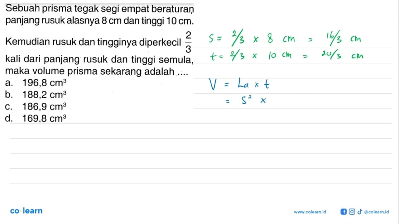 Sebuah prisma tegak segi empat beraturan panjang rusuk