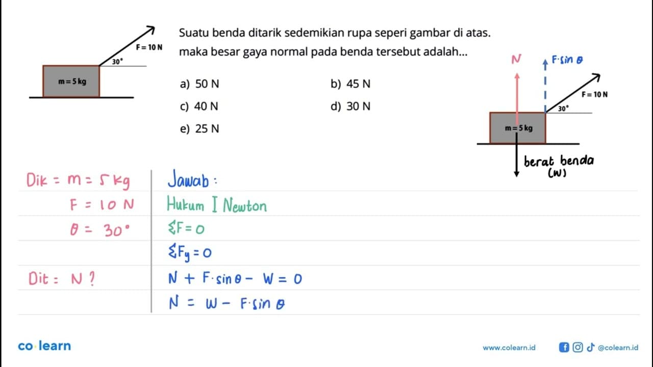 Suatu benda ditarik sedemikian rupa seperi gambar di atas.