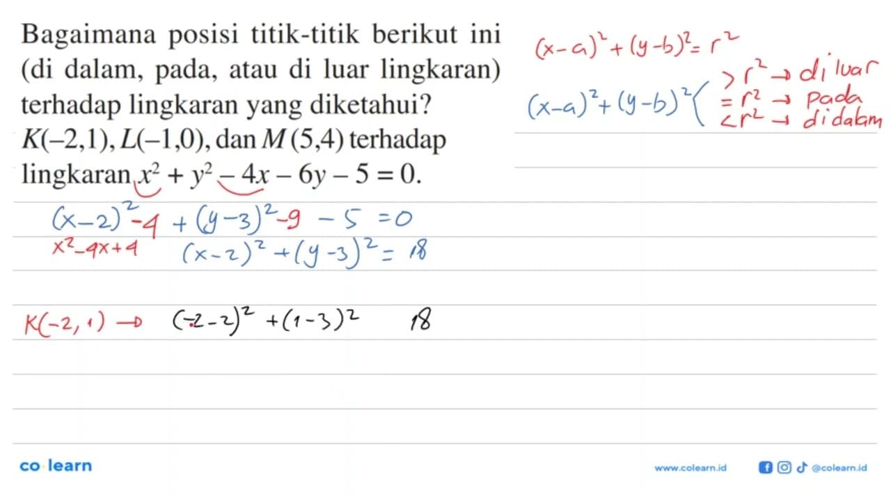 Bagaimana posisi titik-titik berikut ini(di dalam, pada,