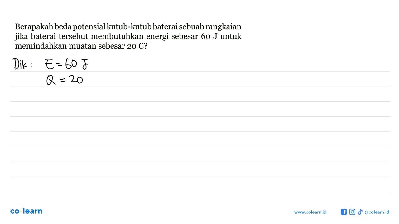 Berapakah beda potensial kutub-kutub baterai