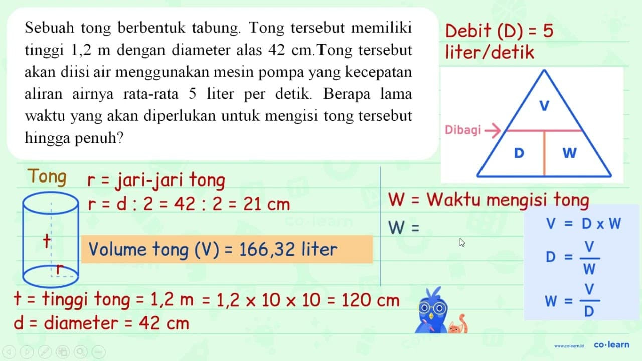 Sebuah tong berbentuk tabung. Tong tersebut memiliki tinggi