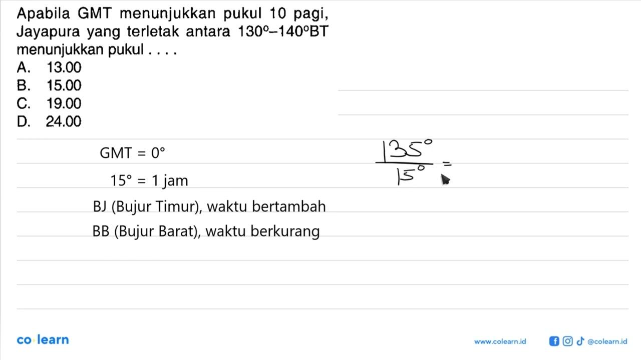 Apabila GMT menunjukkan pukul 10 pagi, Jayapura yang