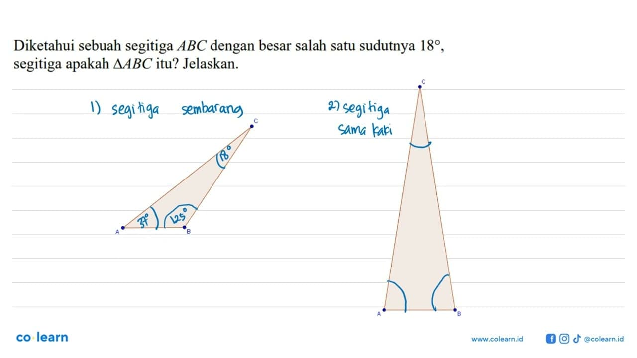 Diketahui sebuah segitiga ABC dengan besar salah satu