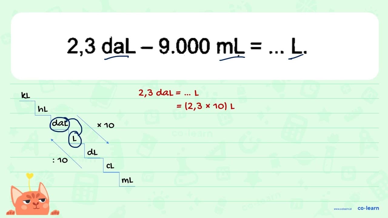 2,3 daL-9.000 ~mL=... L