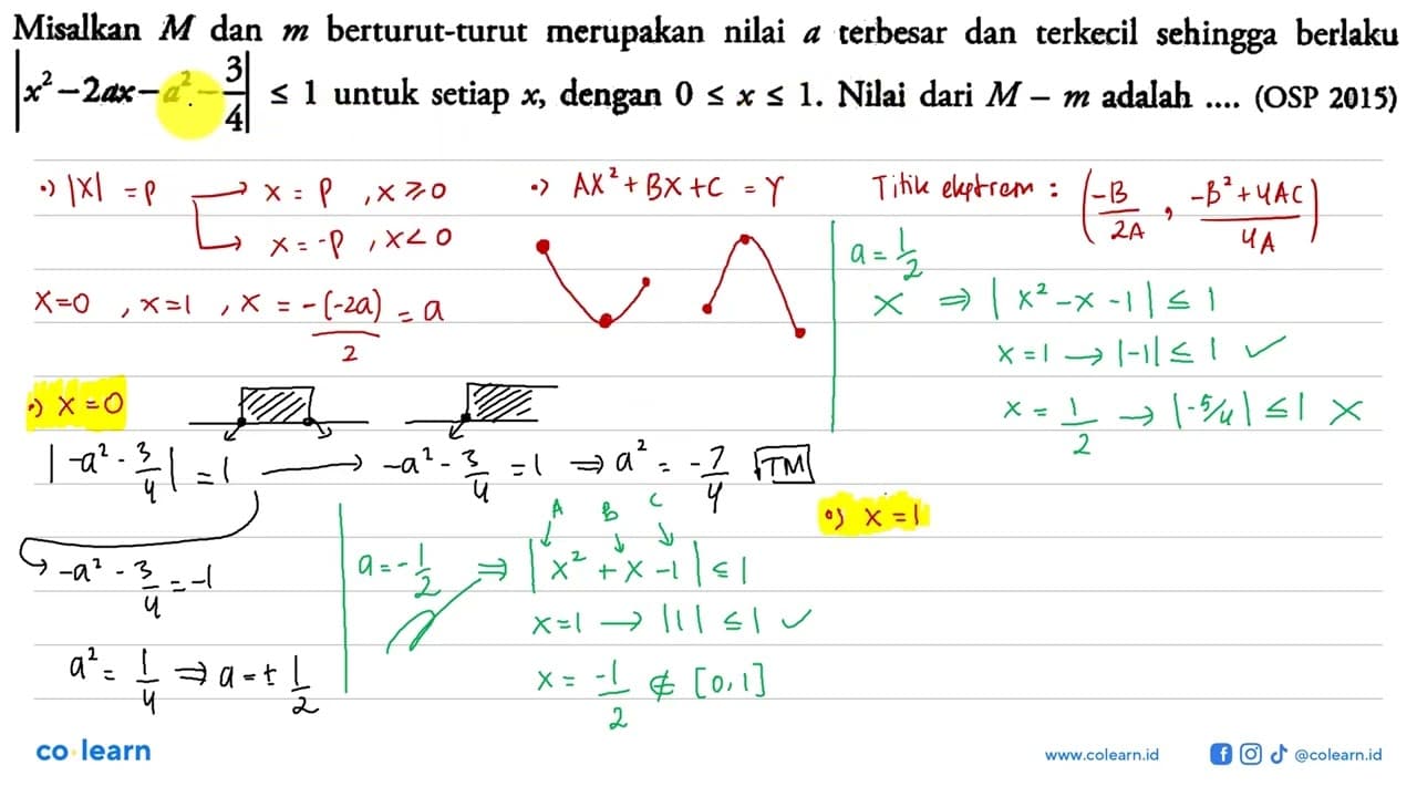 Misalkan M dan m berturut-turut merupakan nilai a terbesar