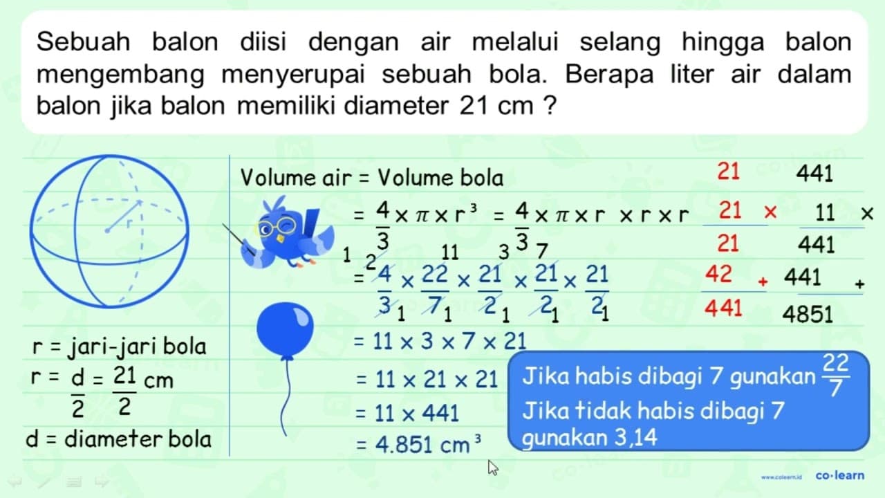 Sebuah balon diisi dengan air melalui selang hingga balon