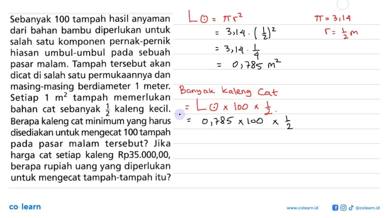 Sebanyak 100 tampah hasil anyaman dari bahan bambu