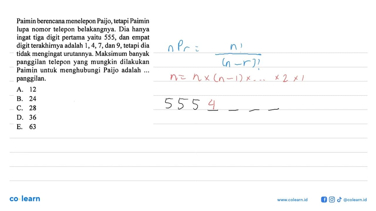 Paimin berencana menelepon Paijo, tetapi Paimin lupa nomor