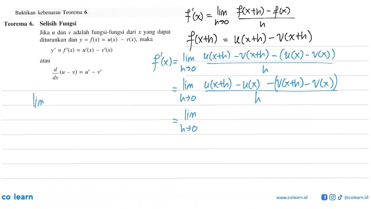 Buktikan kebenaran Teorema 6 .Teorema 6. Selisih FungsiJika