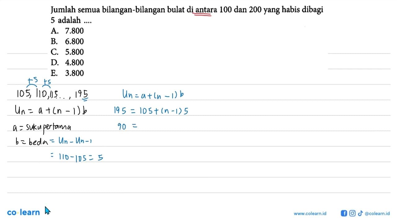 Jumlah semua bilangan-bilangan bulat di antara 100 dan 200