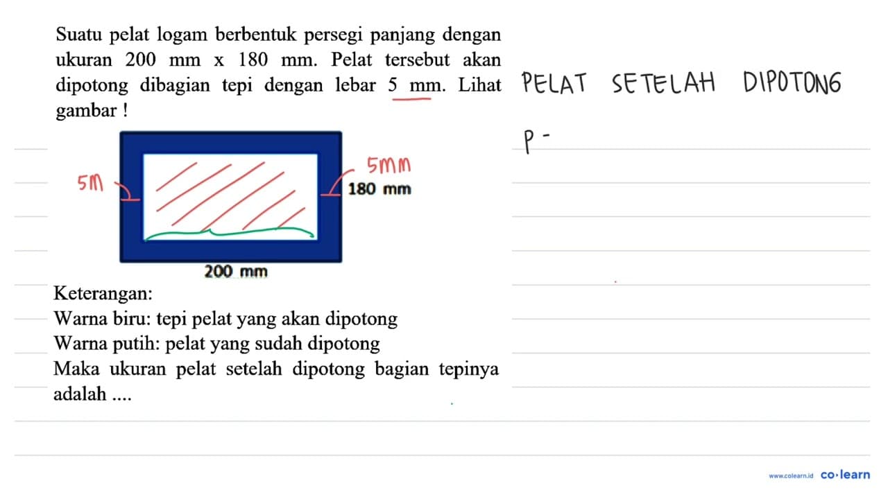 Suatu pelat logam berbentuk persegi panjang dengan ukuran