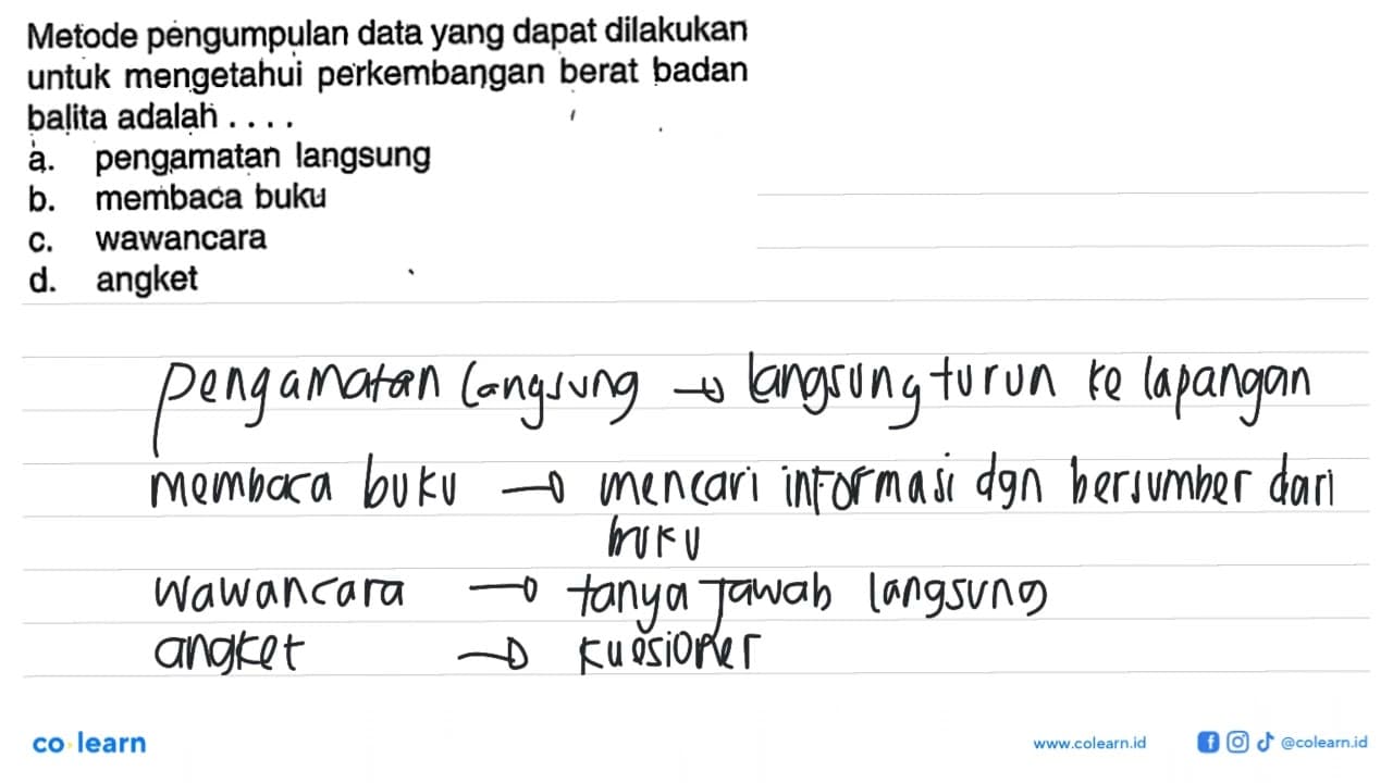 Metode pengumpulan data yang dapat dilakukan untuk