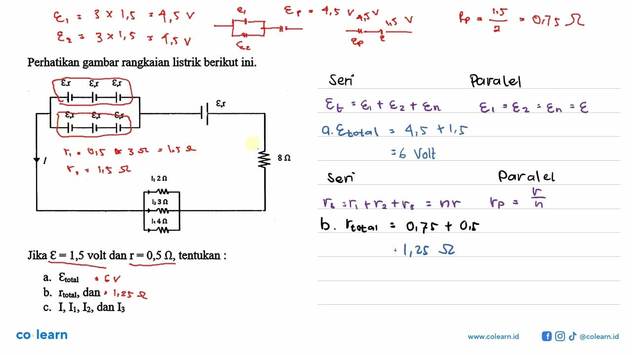 Perhatikan gambar rangkaian listrik berikut ini. epsilon, r