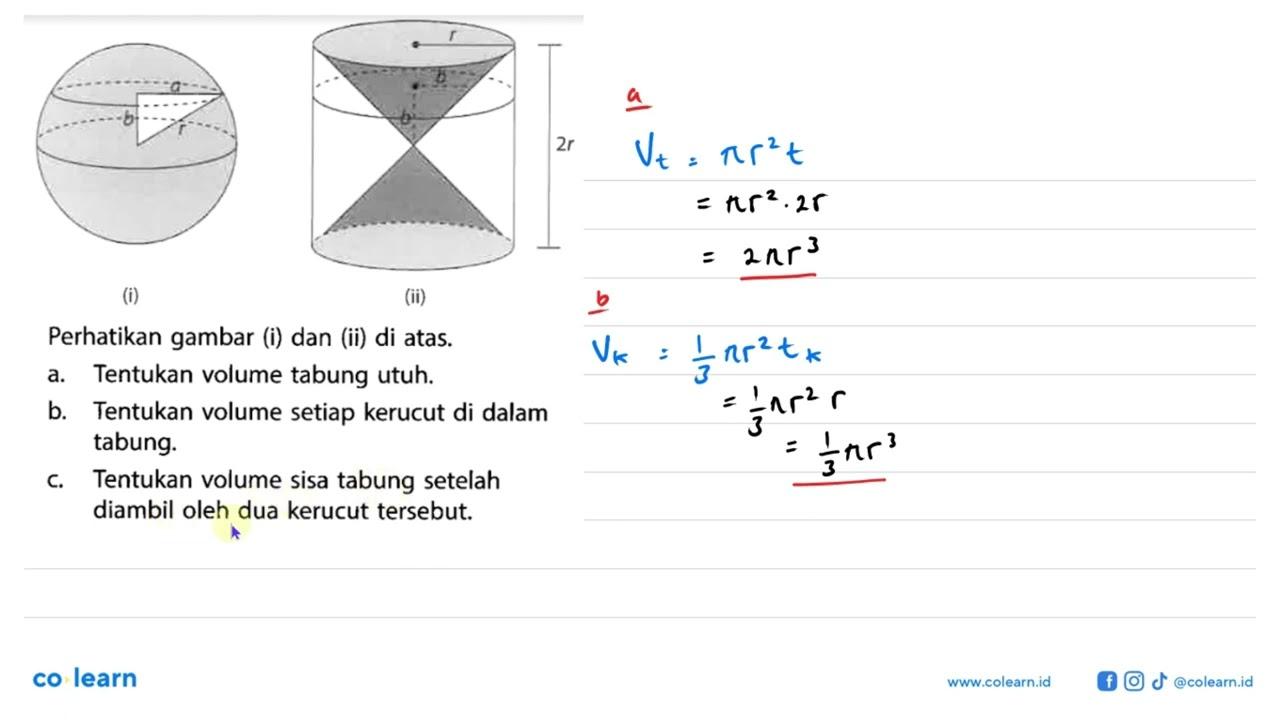 Perhatikan gambar (i) dan (ii) di atas. a. Tentukan volume