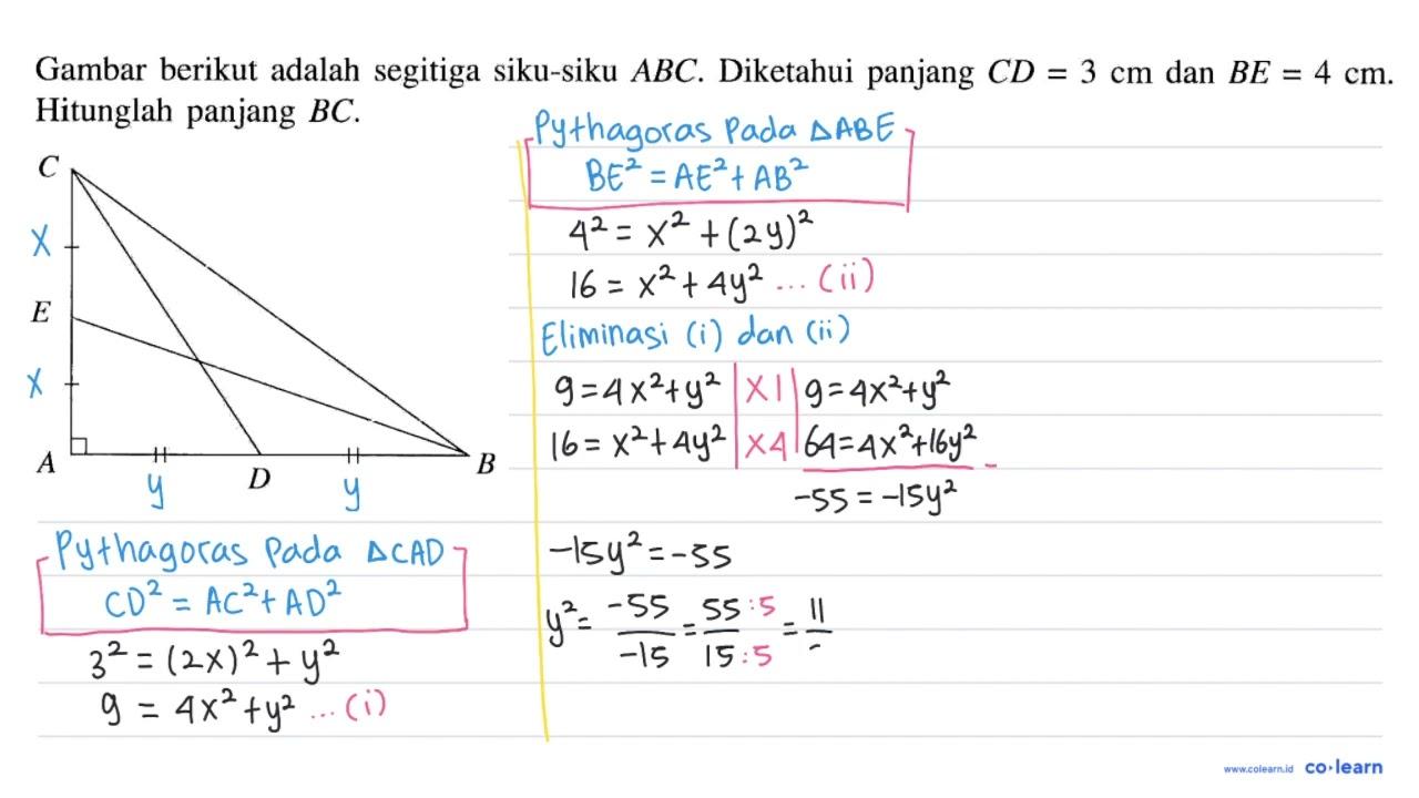 Gambar berikut adalah segitiga siku-siku ABC. Diketahui