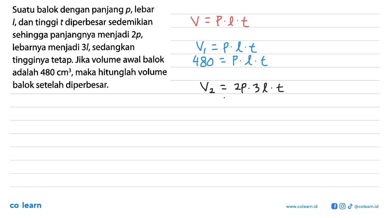 Suatu balok dengan panjang p, lebar I, dan tinggi t