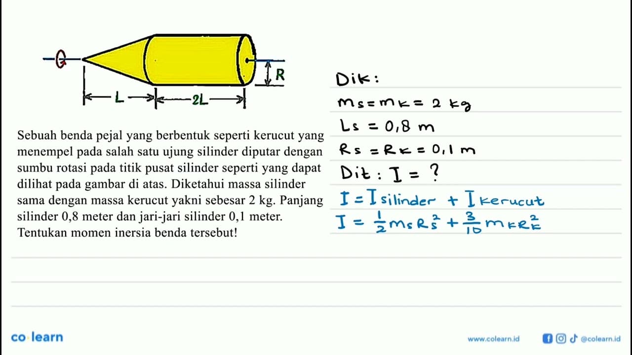 R 2L Sebuah benda pejal yang berbentuk seperti kerucut yang