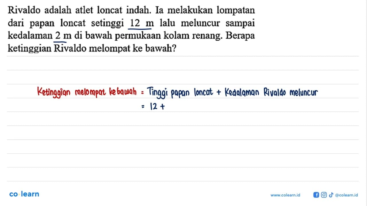 Rivaldo adalah atlet loncat indah. Ia melakukan lompatan