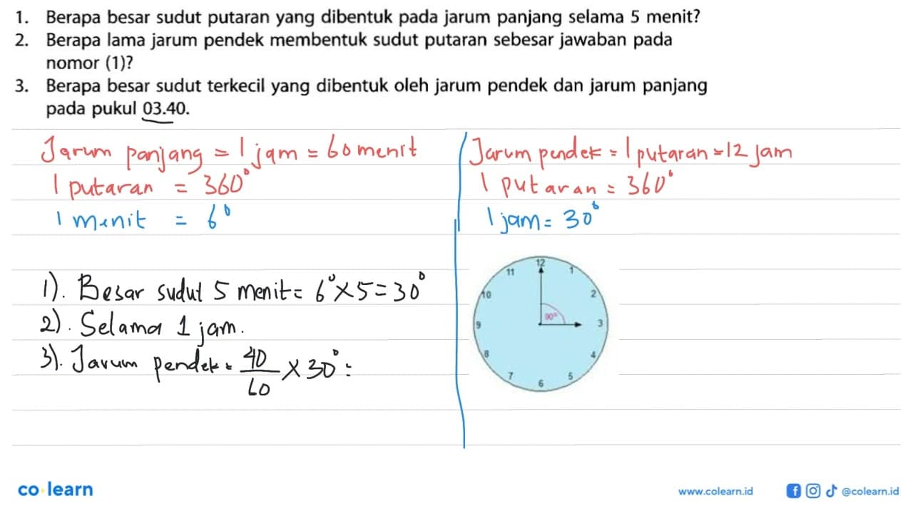 1. Berapa besar sudut putaran yang dibentuk pada jarum