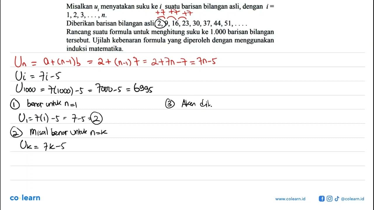 Misalkan ui menyatakan suku ke i suatu barisan bilangan