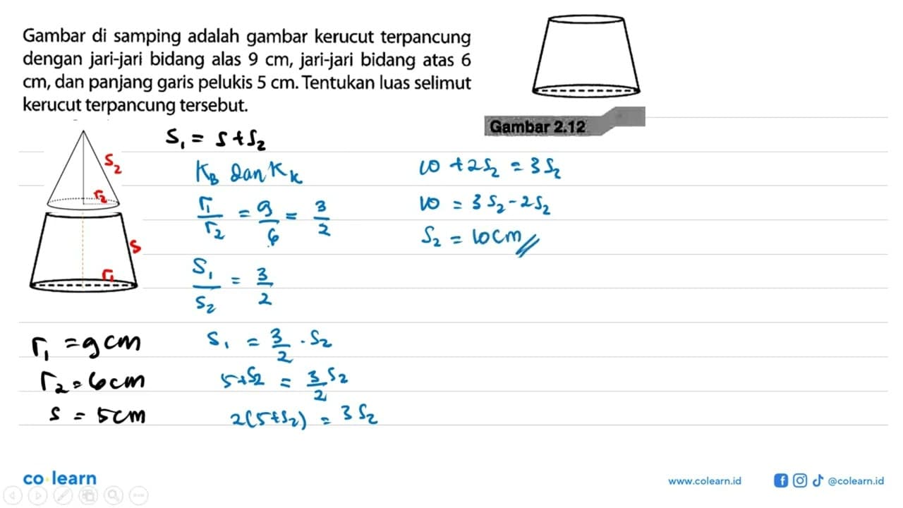 Gambar di samping adalah gambar kerucut terpancung dengan