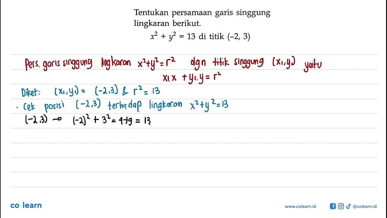 Tentukan persamaan garis singgung lingkaran berikut.