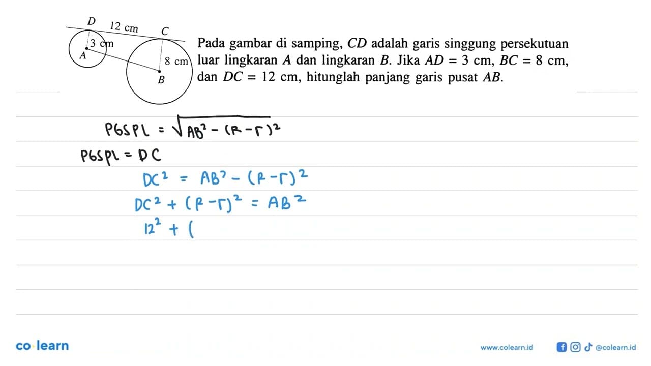 Pada gambar di samping, C D adalah garis singgung