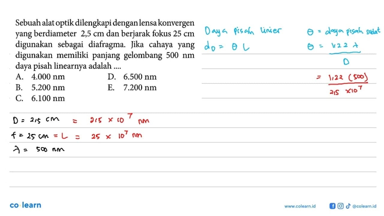 Sebuah alat optik dilengkapi dengan lensa konvergen yang