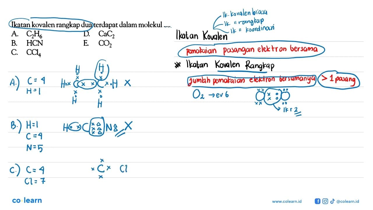 Ikatan kovalen rangkap dua terdapat dalam molekul ....