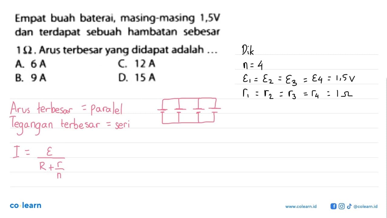 Empat buah baterai, masing-masing 1,5 V dan terdapat sebuah