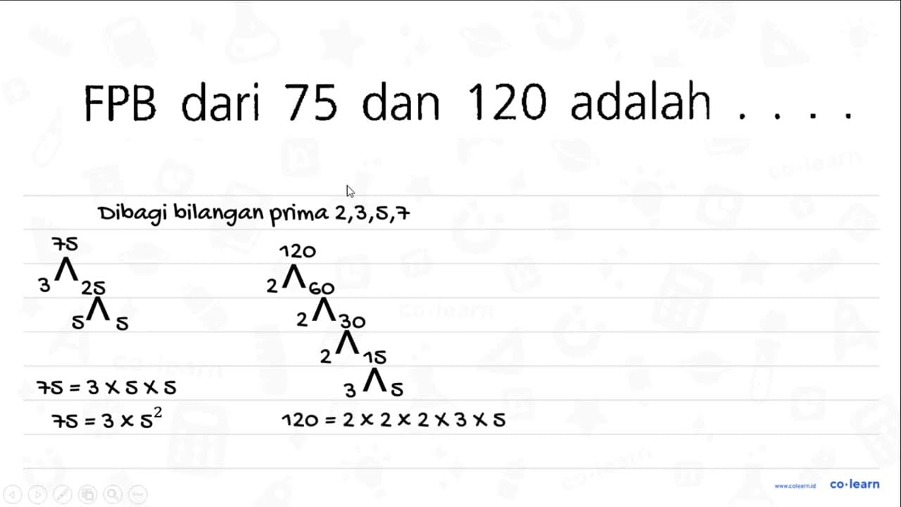 FPB dari 75 dan 120 adalah