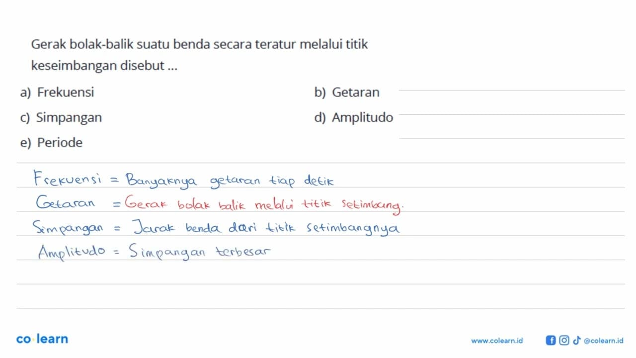 Gerak bolak-balik suatu benda secara teratur melalui titik