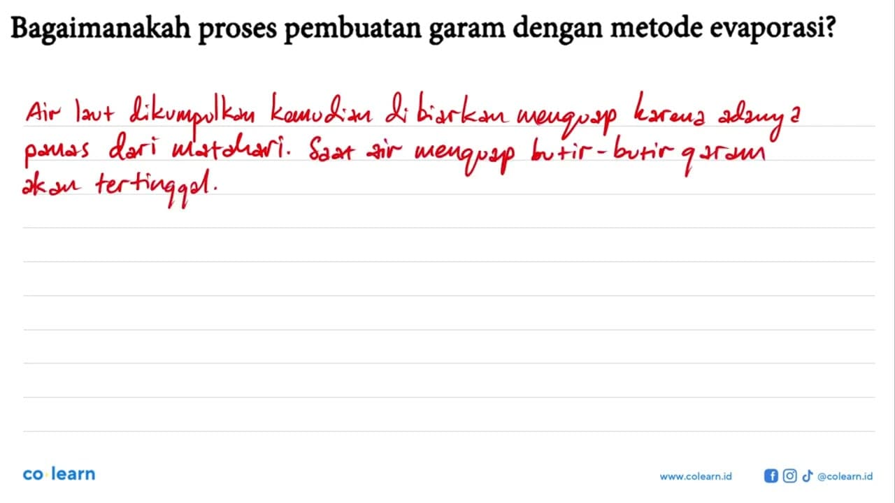 Bagaimanakah proses pembuatan garam dengan metode