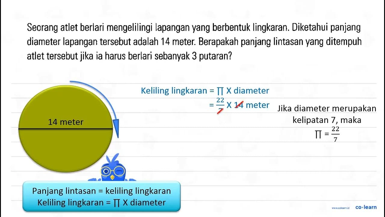 Seorang atlet berlari mengelilingi lapangan yang berbentuk