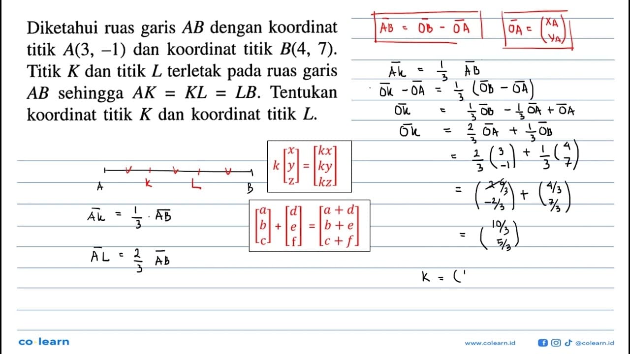 Diketahui ruas garis AB dengan koordinat titik A(3,-1) dan