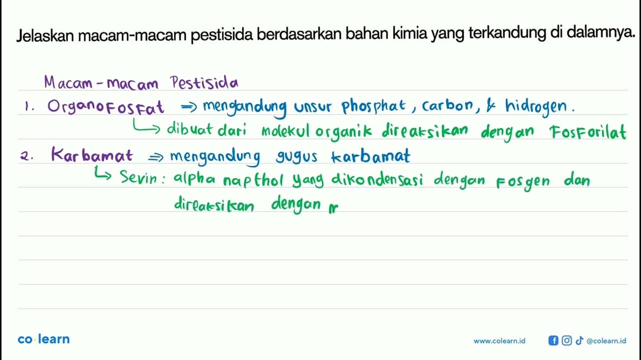 Jelaskan macam-macam pestisida berdasarkan bahan kimia yang