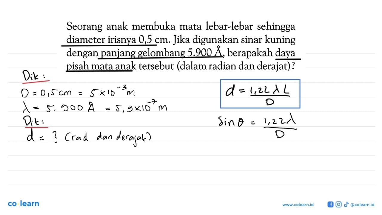 Seorang anak membuka mata lebar-lebar sehingga diameter