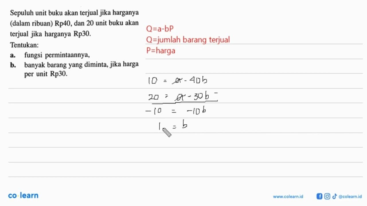 Sepuluh unit buku akan terjual jika harganya (dalam ribuan)