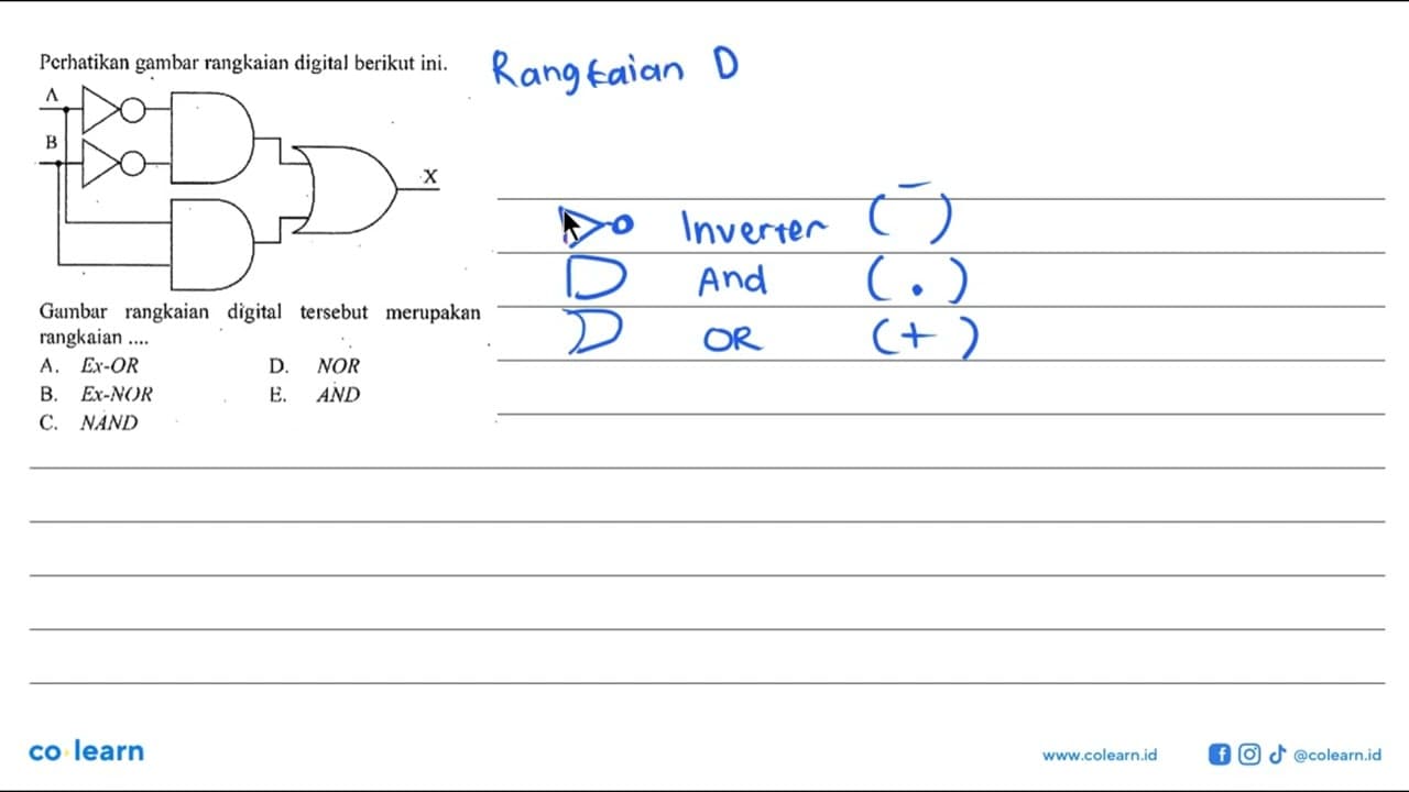 Pcrhatikan gambar rangkaian digital berikut ini. A B X