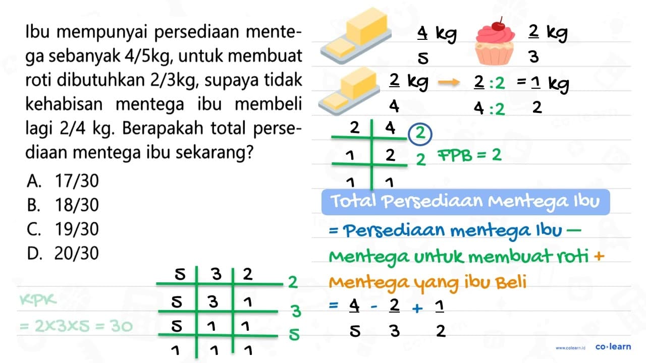 Ibu mempunyai persediaan mente- ga sebanyak 4/5kg, untuk