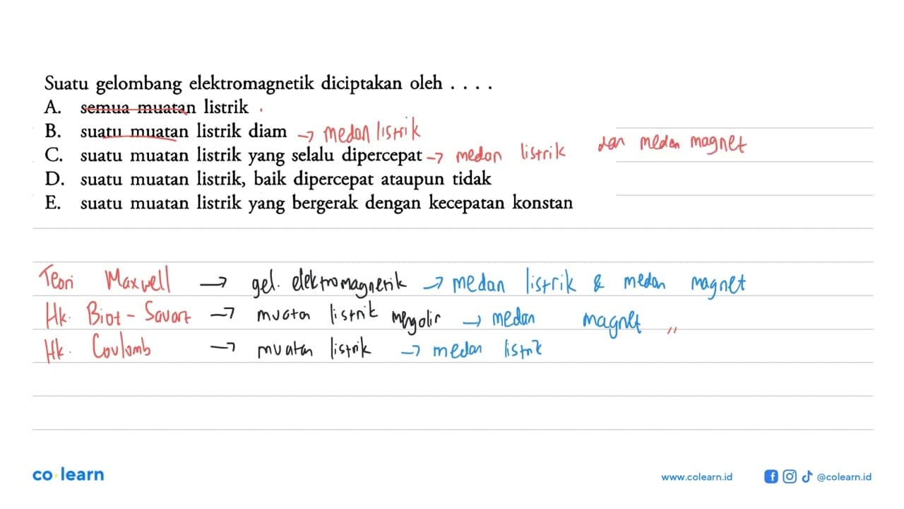 Suatu gelombang elektromagnetik diciptakan oleh ....A.
