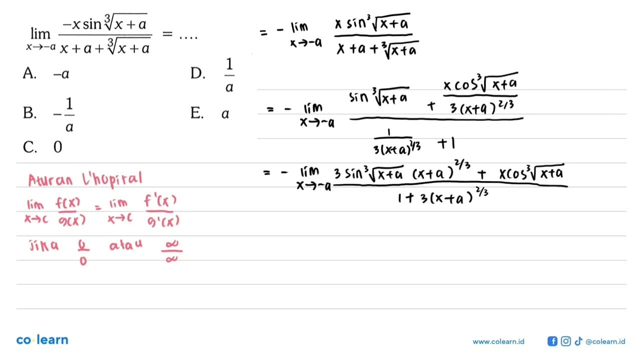 Nilai dari lim theta->phi/2 sec^2 theta/sec^2 5theta adalah